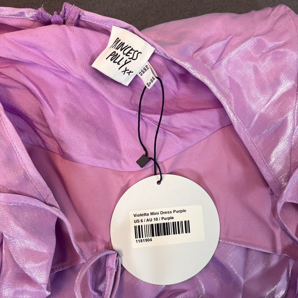 Princess Polly Women's Violetta Purple Mini Dress Ruched Size 6 Barbie NWT - Picture 3 of 10